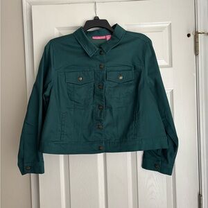 Woman Within Teal Utility Jacket